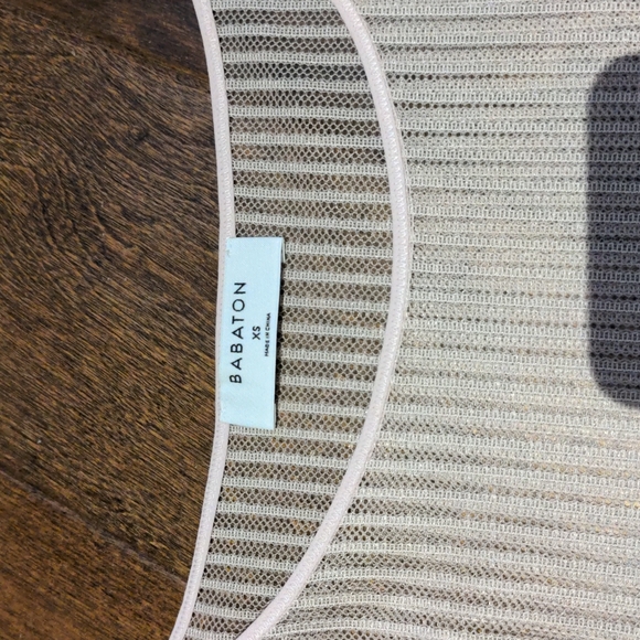 Sheer blush Babaton cropped blouse with bell sleeves in XS. NWOT. - Picture 2 of 4